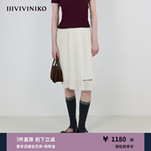 IIIVIVINIKO2025秋新款 优雅肌理蕾丝花边百褶短裙女M530731169A