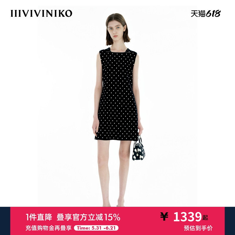 IIIVIVINIKO春季新款A型波点连衣裙女M511134615A