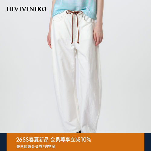 IIIVIVINIKO2026夏季新款松弛感九分弯刀牛仔裤子女M621826225E