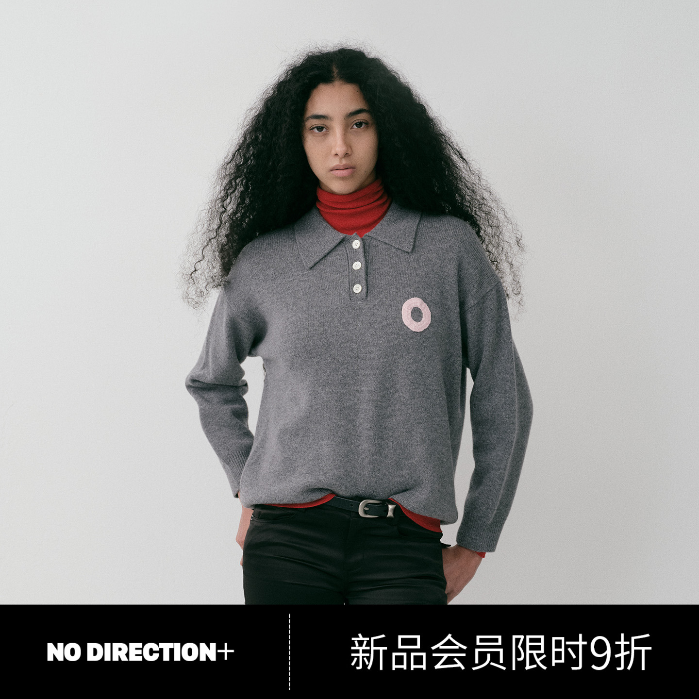 NO DIRECTION+ 手工钩针字母polo衫N540108603C