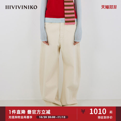 IIIVIVINIKO秋季新款复古做旧香蕉裤型牛仔裤子女M531826233B
