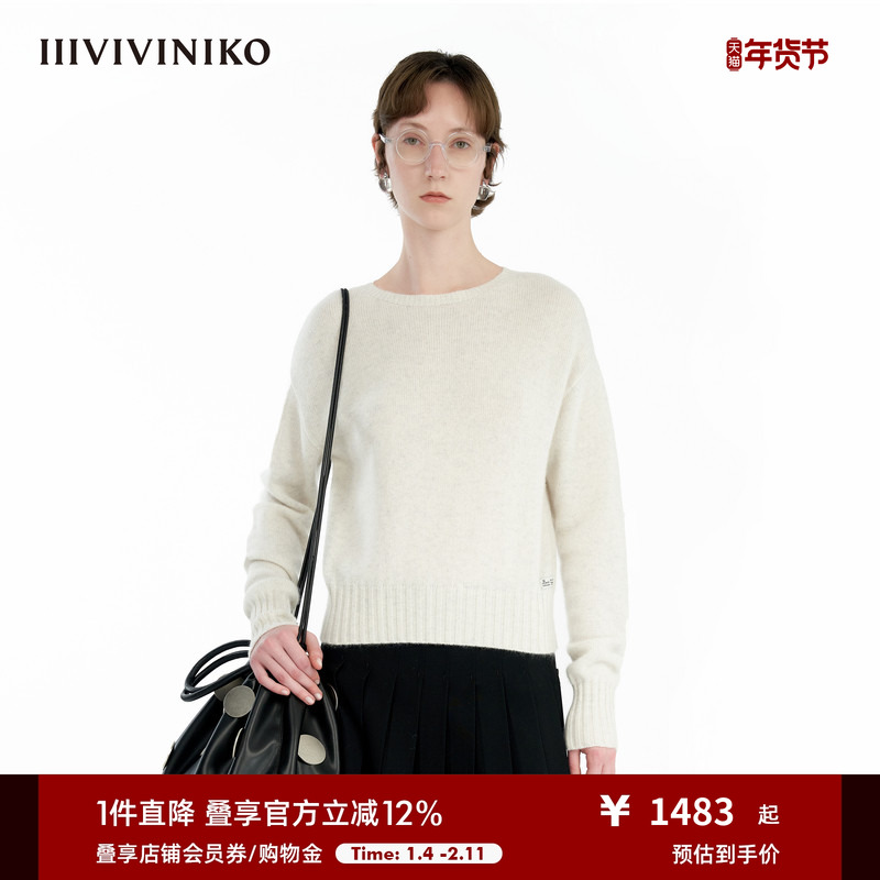 【100%山羊绒】IIIVIVINIKO冬季新款短款针织打底套头衫女,女装/女士精品,羊绒衫,淘宝优惠券,粉丝福利购,淘宝优惠卷