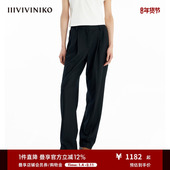 通勤修身 新款 IIIVIVINIKO冬季 直筒西长裤 子女 美丽诺羊毛