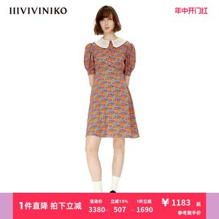 polo领连⾐裙女M230624180A 郁⾦⾹印花短款 新品 IIIVIVINIKO夏季