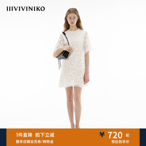 IIIVIVINIKO夏季新款气质A型蕾丝修身连衣裙女M420627363E