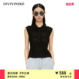 背心式 针织衫 POLO领无袖 IIIVIVINIKO春夏新品 女M220128606D