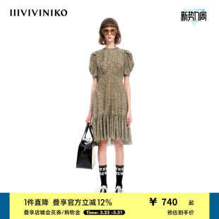 飘逸休闲微A字碎花连身裙女M320616138E 法式 IIIVIVINIKO夏季 新品