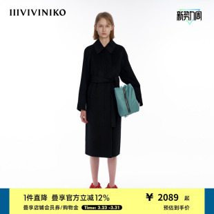IIIVIVINIKO 双面呢长毛呢大衣外套女M349026113D 羊毛羊绒混纺