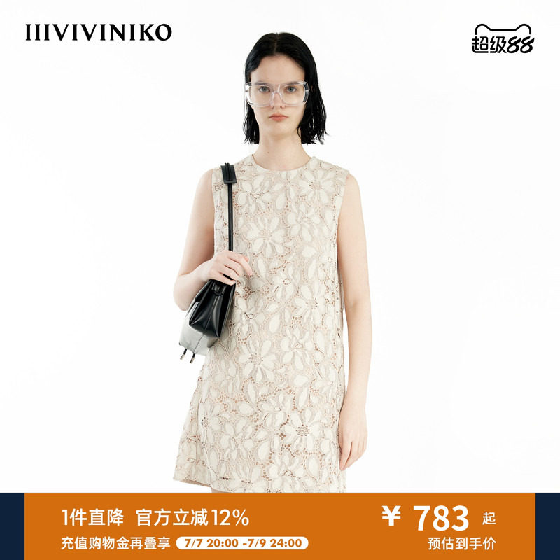 【限定重磅古典蕾丝】IIIVIVINIKO夏季新款直筒无袖连衣裙女