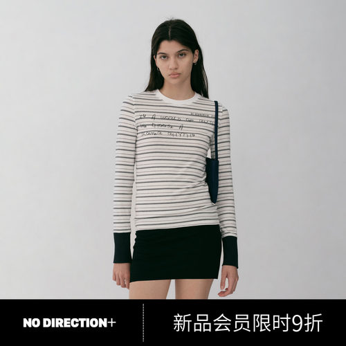 NO DIRECTION+2026秋莱赛尔加长袖口修身印花上衣N634014344A10
