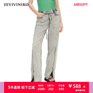 子女M221806223E 直筒牛仔裤 雪花混色纹理 IIIVIVINIKO春夏新品