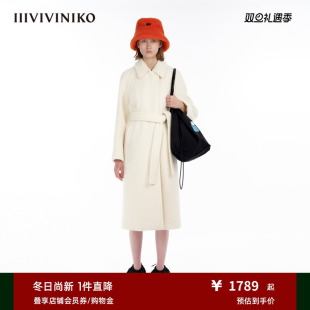 IIIVIVINIKO H型长毛呢大衣外套女M349009187F 羊毛羊驼毛混纺