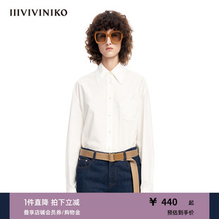 宽松箱型宽肩大廓形衬衫 女M310401127A 埃及长绒棉 IIIVIVINIKO
