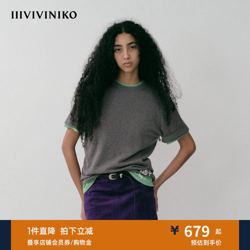 棉羊绒短袖宽松落肩T恤衫