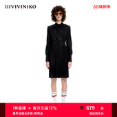 IIIVIVINIKO春夏新品 百褶收腰连衣裙女M310611139A 简约学院风长袖