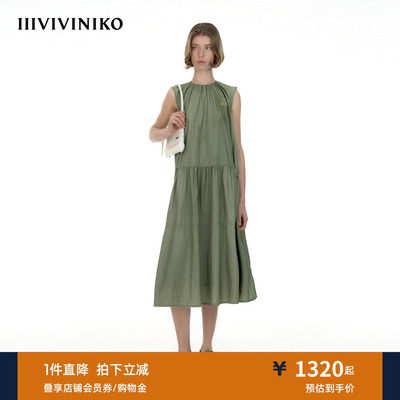 IIIVIVINIKO2026夏季新款松弛无袖抽褶连衣裙女M620601059E