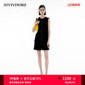 复古小香风背心式 新款 IIIVIVINIKO春季 连衣裙女 进口粗花呢