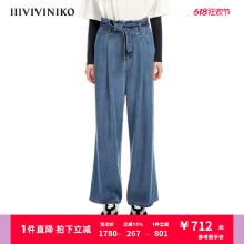 天丝牛仔 IIIVIVINIKO 子女M321842210C 中腰阔腿直筒连腰长裤