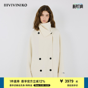 IIIVIVINIKO2025冬新款 松弛优雅围裹领双面呢大衣女M549009134C
