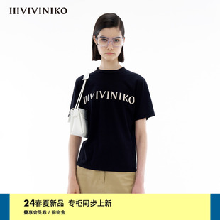 logoT恤女C410529382C 宽松休闲时髦短袖 新款 IIIVIVINIKO2024春季