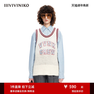IIIVIVINIKO春夏新品 宽松大廓形简约马海毛针织背心女M311201609A