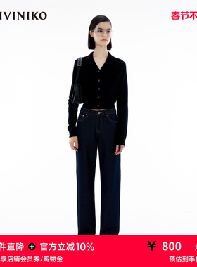 【内蒙古山羊绒】IIIVIVINIKO春季新款优雅通勤修身V领针织开衫女