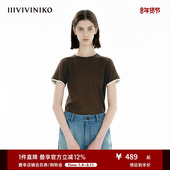 IIIVIVINIKO2025春新款 假两件修身 T恤女B510512334A