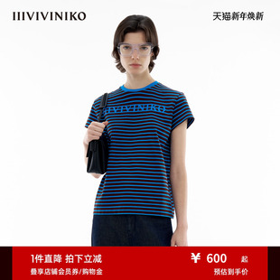 全棉休闲宽松圆领短袖 经典 T恤女C410504315B 新款 IIIVIVINIKO春季