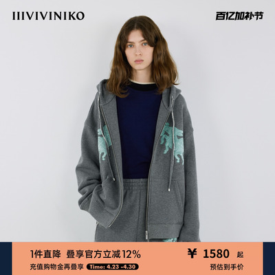 IIIVIVINIKO2025冬新款艺术家合作系列贴布绣卫衣外套M542009372C