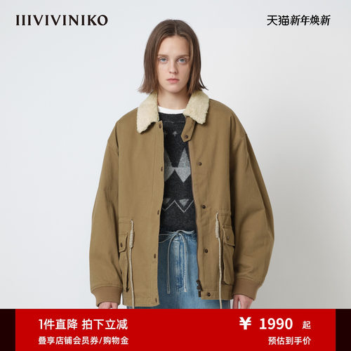 IIIVIVINIKO2025秋新款宽松落肩廓形撞色领工装夹克女R530302150B