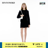 新款 IIIVIVINIKO春季 复古通勤圆领小香风外套女 粗花呢面料