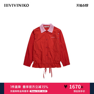 IIIVIVINIKO2026春新款宽松落肩可拆袖夹克外套女M610320116B