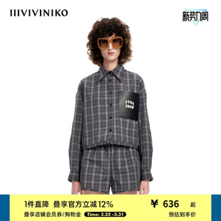 女M310405126B 暗格纹截短衬衫 IIIVIVINIKO 意大利LIMONTA色织