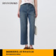 IIIVIVINIKO2026春新款 子女M611822216B 时髦气质毛边直筒牛仔裤