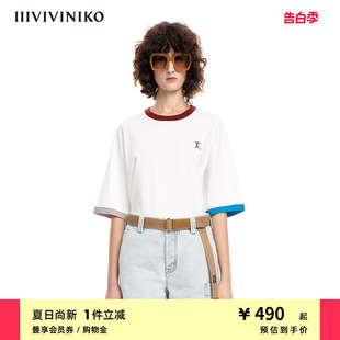 宽松时尚 休闲圆领短袖 新款 IIIVIVINIKO夏季 T恤上衣女M310507303B