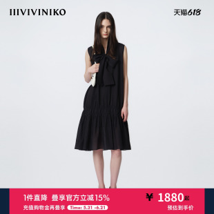 IIIVIVINIKO2026夏季新款甜美宽松系带无袖连衣裙女M620638014E