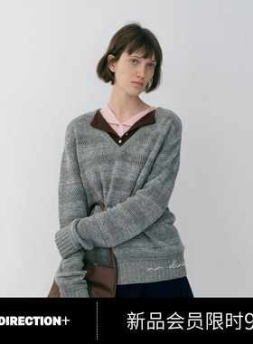 NO DIRECTION+ 优雅镂空肌理感V领羊绒衫N610101616A
