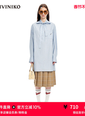 IIIVIVINIKO春夏新品宽松简约H型条纹衬衫连衣裙女M310619129A