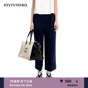 IIIVIVINIKO夏季 优雅复古阔腿羊毛宽松西装 裤 子女M320834064D 新品