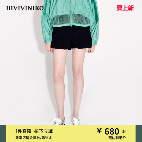 【设计师款】夏季新款宽松抓皱休闲短裤子女J420860308C