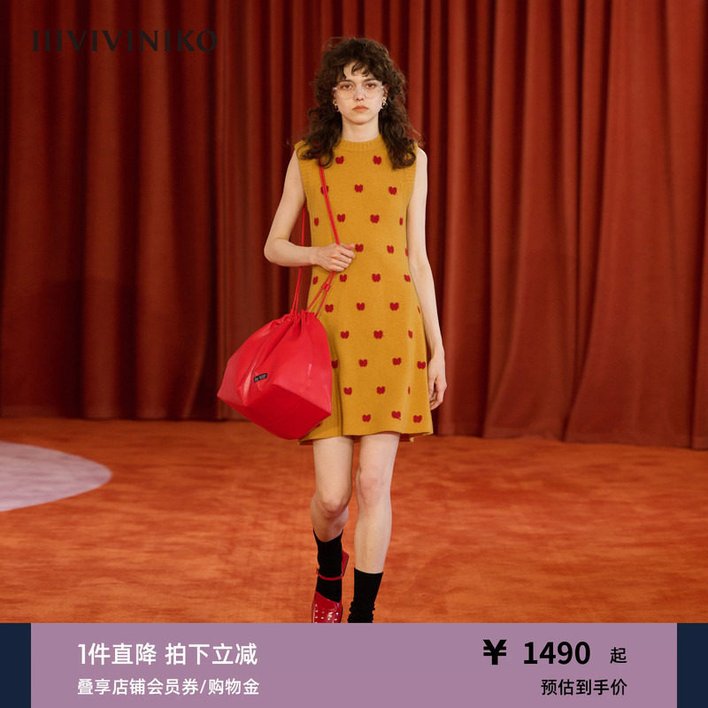 【赵昭仪/杨蓉同款】IIIVIVINIKO秋新款A字羊毛针织连衣裙女