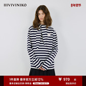 IIIVIVINIKO2025秋新款 艺术家合作系列连帽条纹T恤女M530522379A