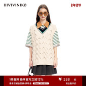 IIIVIVINIKO春夏新品 简约百搭学院风V领针织背心女M311203652A