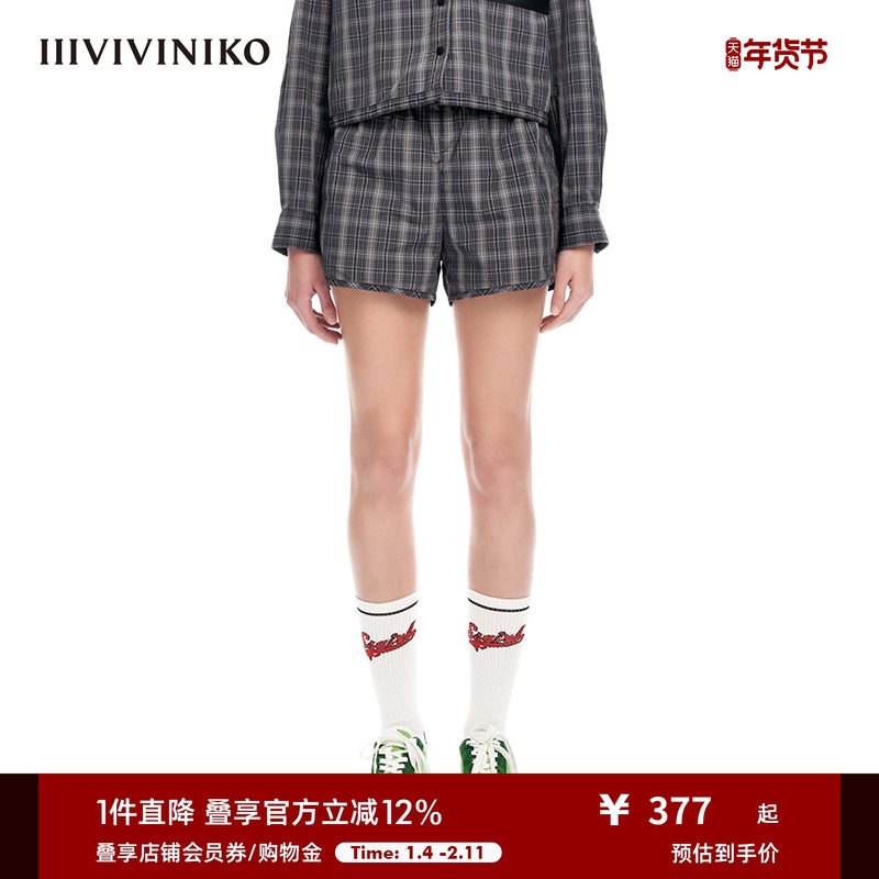 IIIVIVINIKO&ldquo;意大利LIMONTA色织&rdquo;格纹运动短裤子女M310817126B