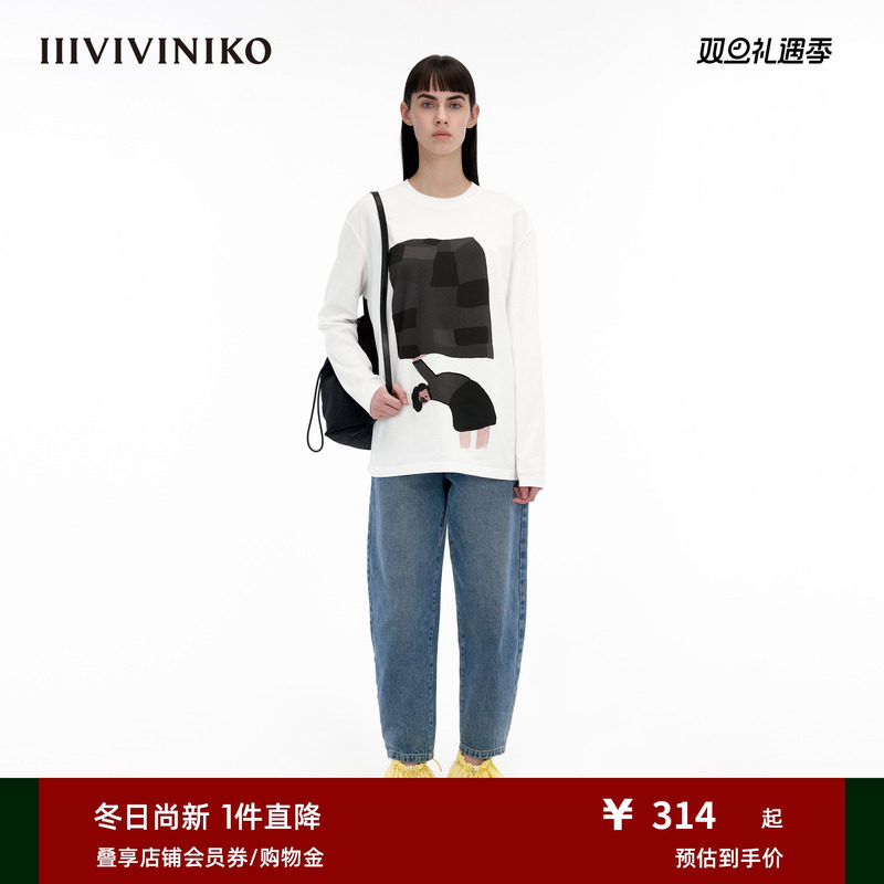IIIVIVINIKO绣花长袖T恤