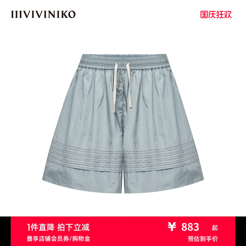 IIIVIVINIKO2025夏新款猫咪印花户外运动百慕大短裤子R520803059D