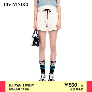 子女M320828363D 百搭撞⾊边抽绳运动感短裤 新品 IIIVIVINIKO夏季