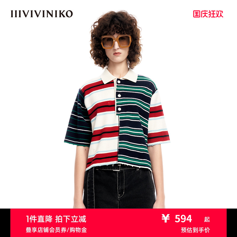 IIIVIVINIKOPOLO领针织短袖衫