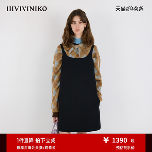 IIIVIVINIKO2025秋新款 简约蝴蝶结A字吊带连衣裙女M530627120B