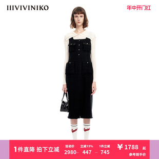 IIIVIVINIKO春夏新品 小香风粗花呢背带背心连衣裙女M310609124A